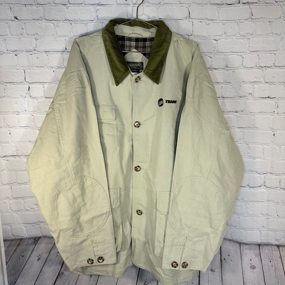 Trademark Sportswear Men XXL Khaki Canvas Field Jacket Trane Logo Barn Coat Tan